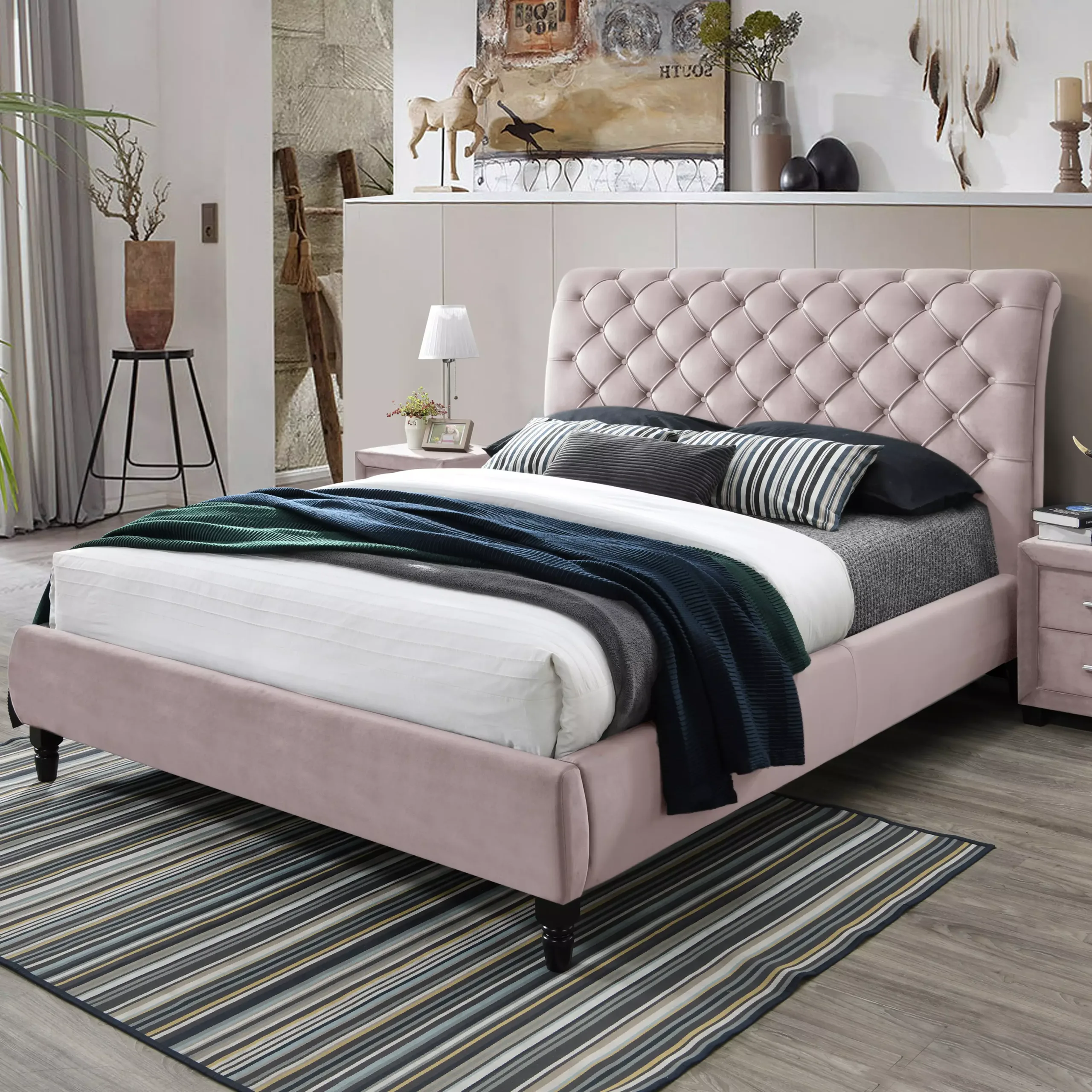 Pink king deals size bed frame