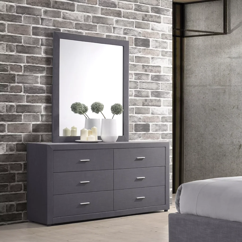 Alder Dresser with Mirror - Grey - United Furniture