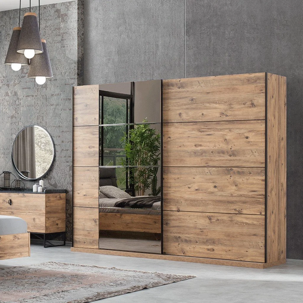 Loft Sliding Wardrobe Brown United Furniture