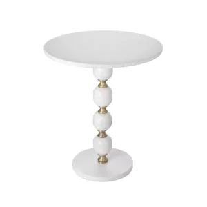 White pedestal end deals table