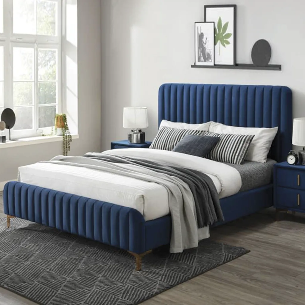 Lucano King Bed - Navy Blue - United Furniture
