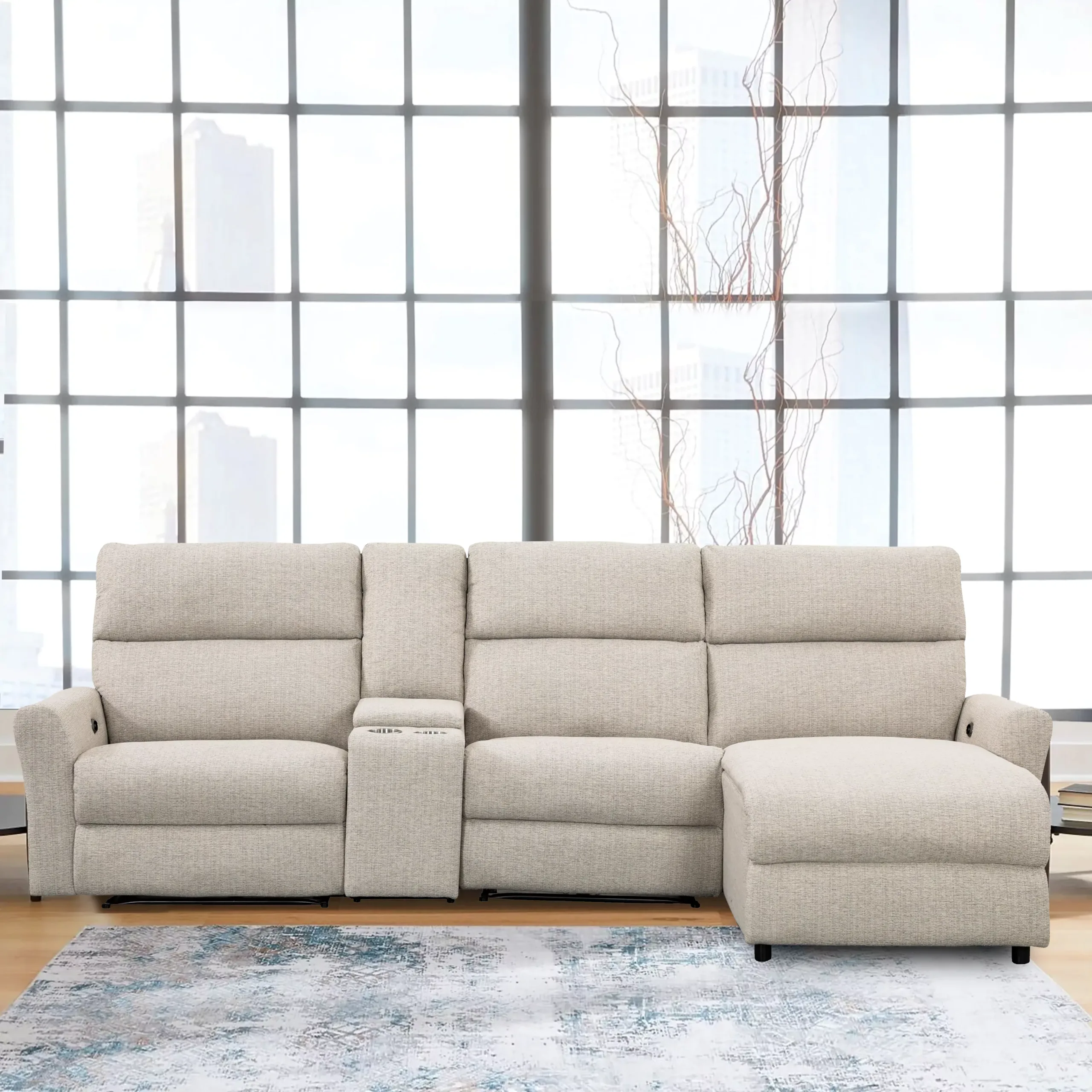 Couch with chaise lounge and recliner sale