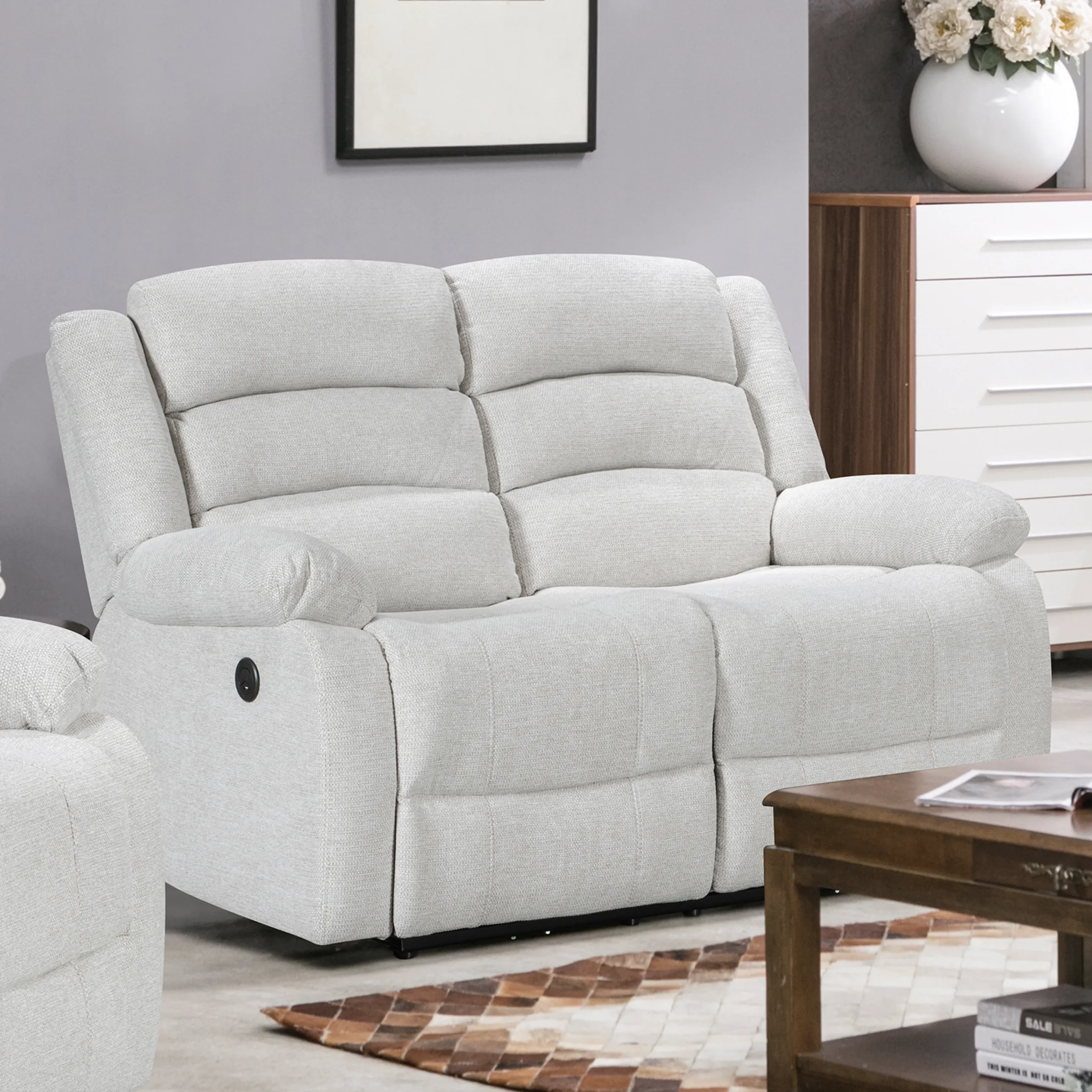 Atlantico 2 Seater Power Recliner Beige United Furniture