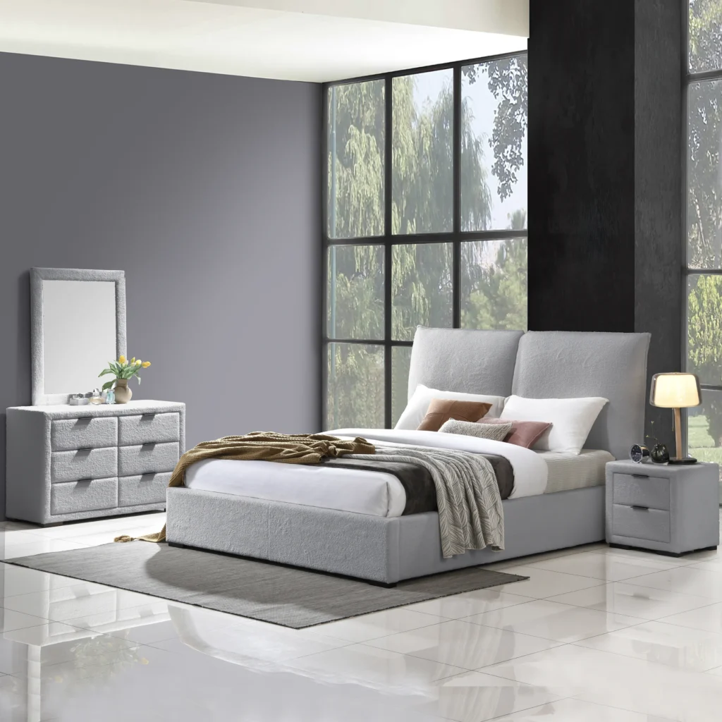 Malta King Bed (With Hydraulic Storage) Grey United Furniture