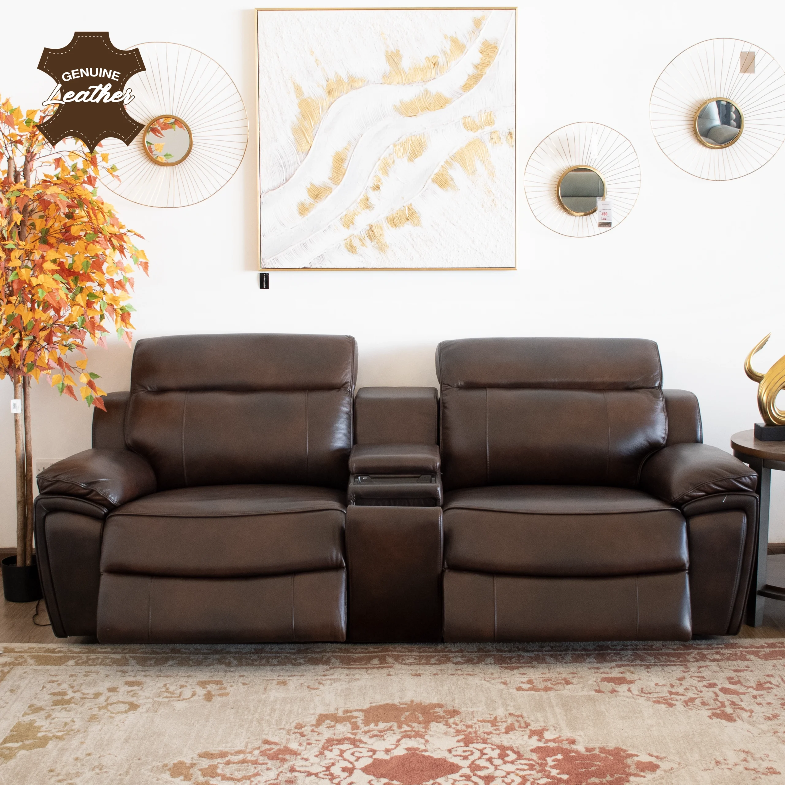 Harveys brown leather sofa discount