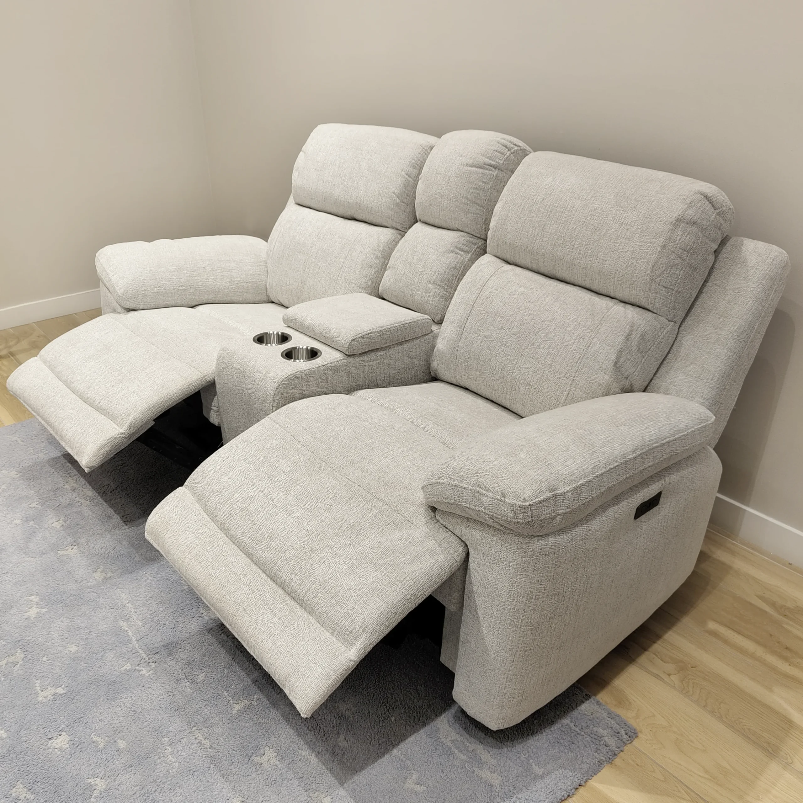 Portia 2 Seater Sofa with Power Recliner and Console United Furniture